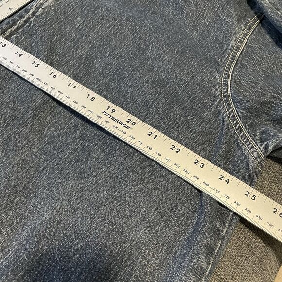 Vintage LA Blues Denim Chore Coat Barn Jacket Jean 90s Y2K Hood Zip Womens 18 20 - Picture 13 of 15
